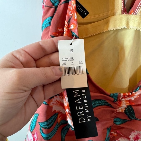 Dreamsuit by Miracle Brands NWT Floral Halter Neck One Piece Swimsuit Size 10 - Picture 5 of 7